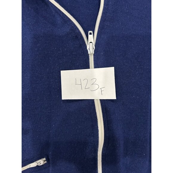 Vintage 80s Net Worth Blue Zip Up Jacket Striped Accents - Picture 6 of 8